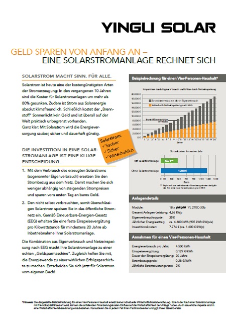 Yingli Flyer Eigenverbrauch